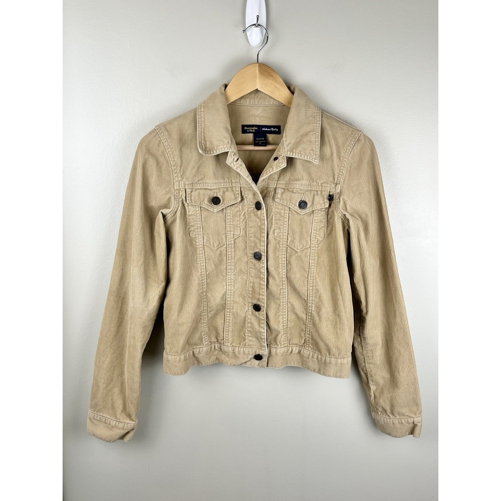 Abercrombie & Fitch Tan Corduroy Unlined Button Up Jacket 90's Western Womens S